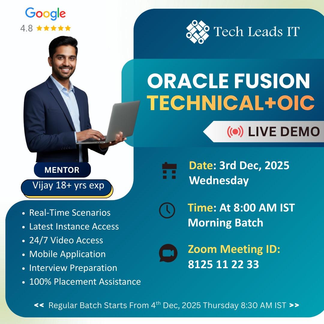 Join Our FREE Live Demo - Oracle Fusion Technical + OIC